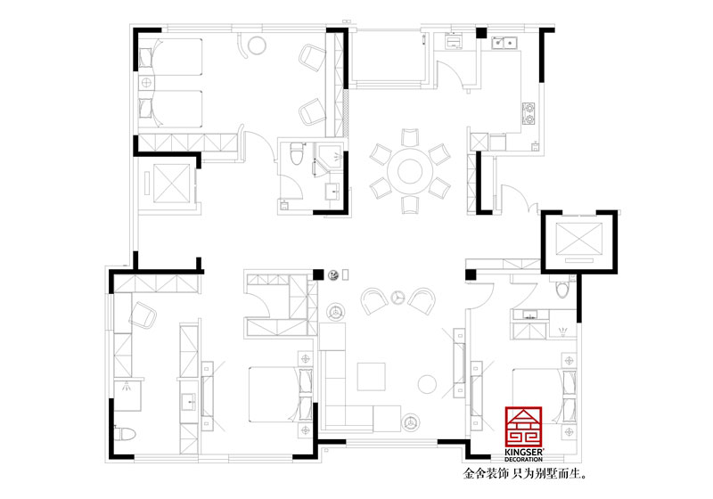 綠城桃花源309平米戶(hù)型一層平面布置圖