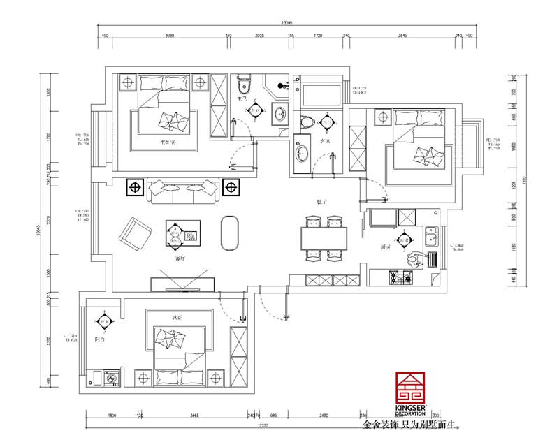 直隸新城裝修138平戶(hù)型設計方案